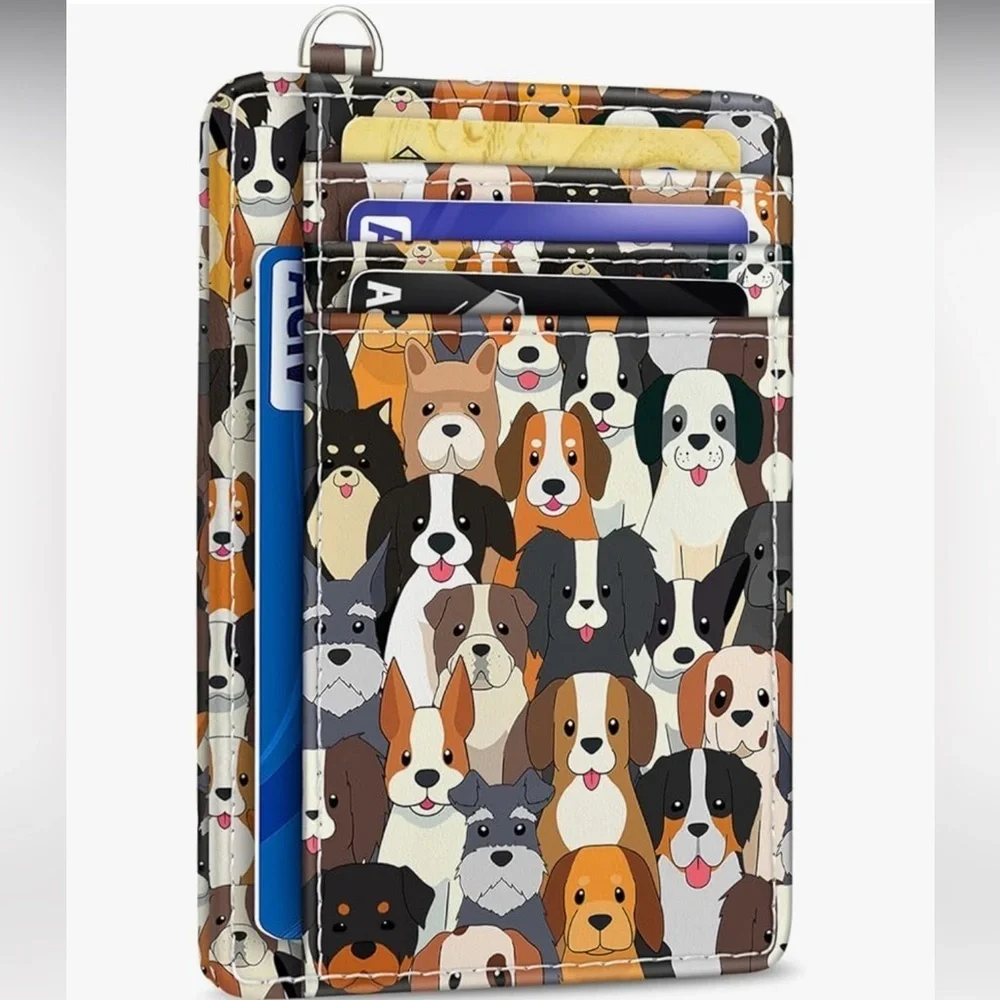 Credit Card Holder Slim Wallet, Puppy Dog RFID Wallet Women's (new)